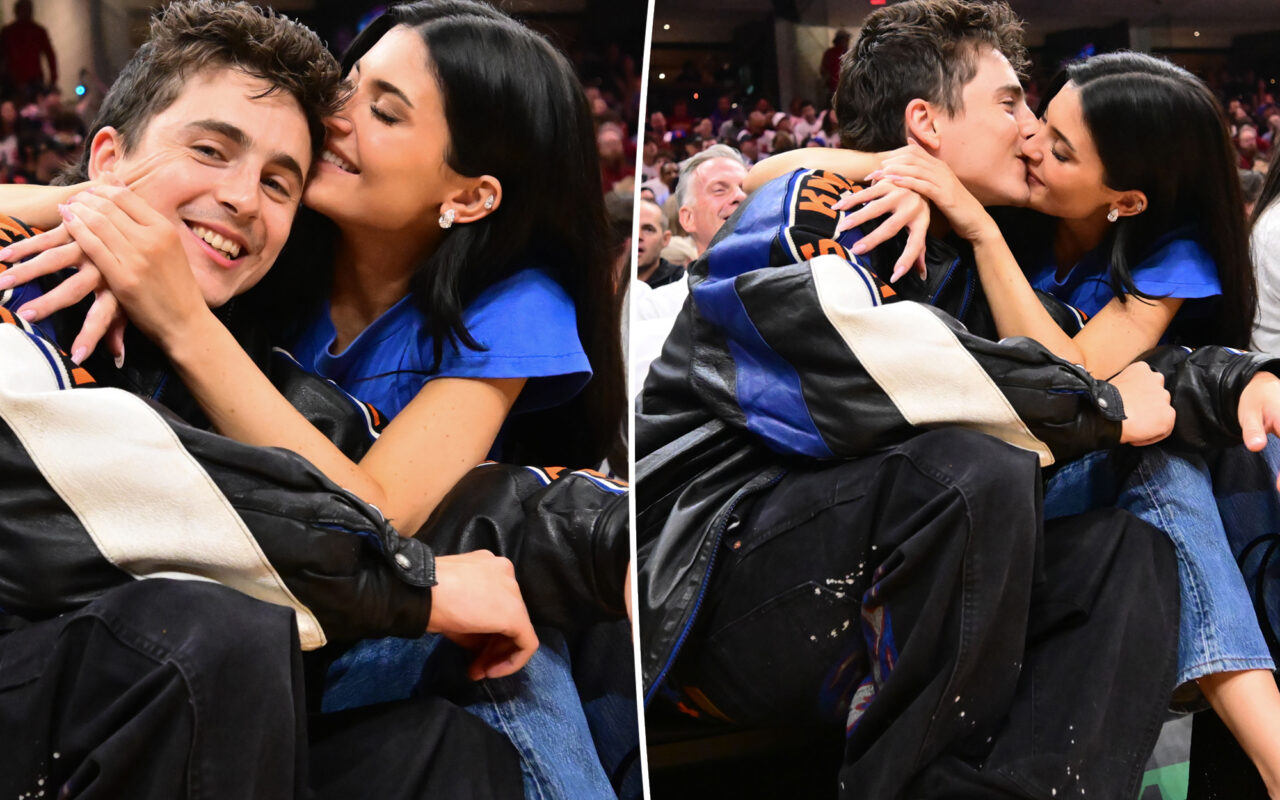 Kylie Jenner and Timothée Chalamet celebrate Knicks win with a kiss during Cleveland date night