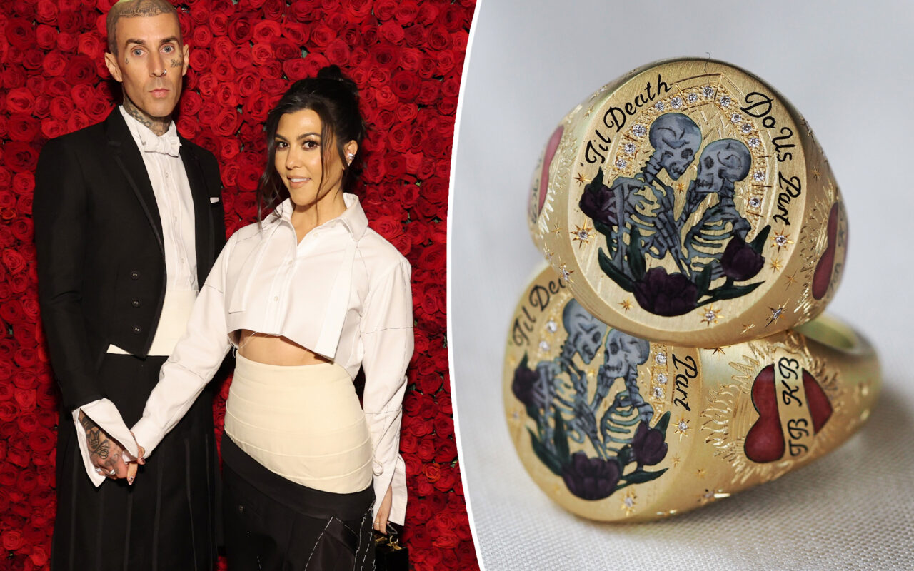 Kourtney Kardashian and Travis Barker mark fourth wedding anniversary with matching skeleton rings