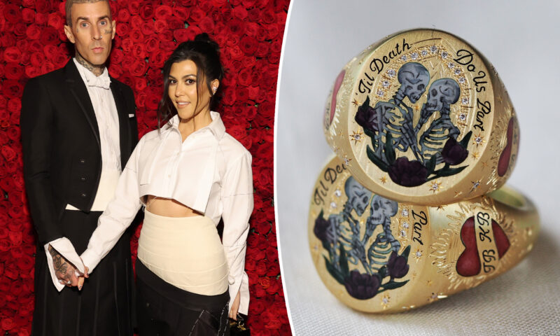 Kourtney Kardashian and Travis Barker mark fourth wedding anniversary with matching skeleton rings