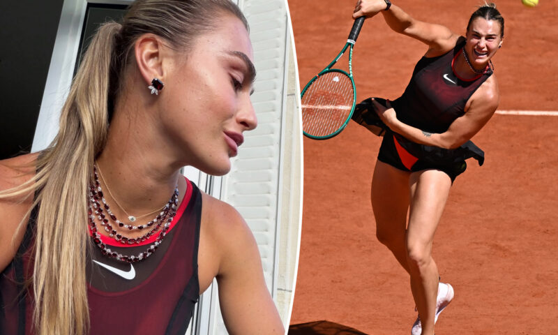 Aryna Sabalenka wins French Open match wearing more than 125 carats of garnets