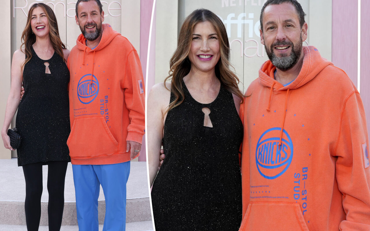 Adam Sandler dresses down in Knicks sweats at wife’s film premiere