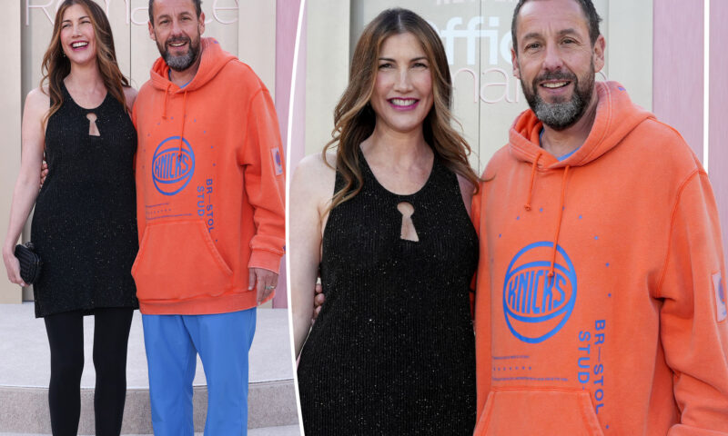 Adam Sandler dresses down in Knicks sweats at wife’s film premiere