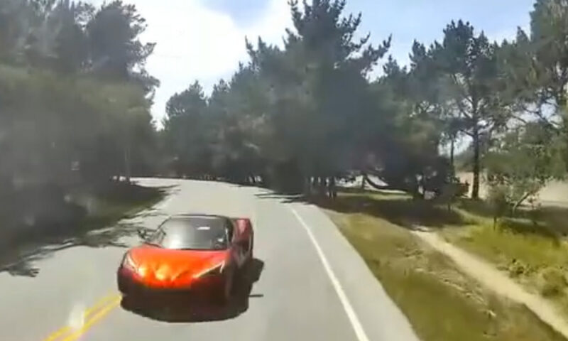 Heart-stopping dashcam footage shows Corvette smash head-on into packed tour bus on scenic California stretch