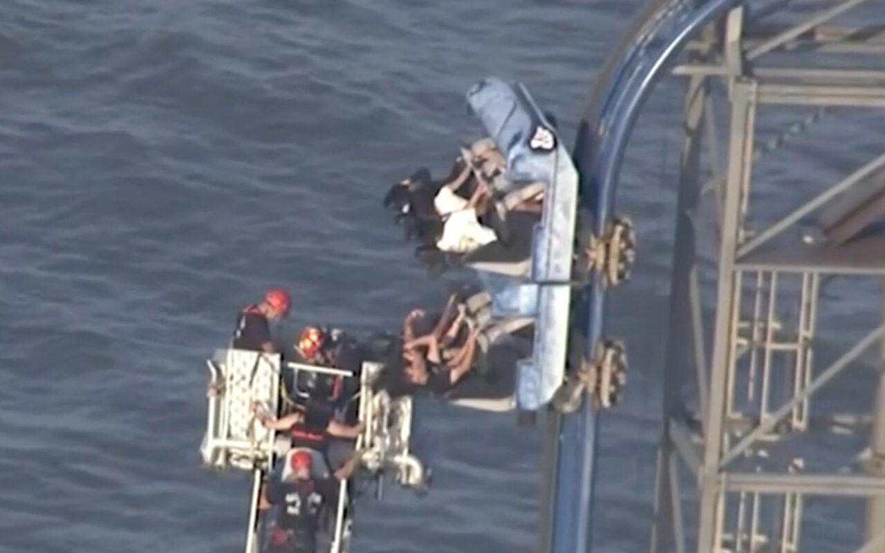 Students rescued from Texas roller coaster after hours dangling from 100-foot drop