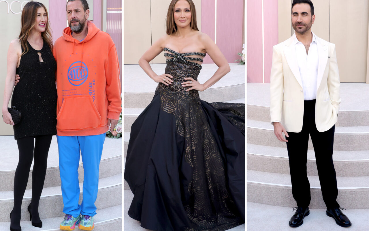 ‘Office Romance’ LA premiere red carpet: Jennifer Lopez, Brett Goldstein, Adam Sandler, and more.