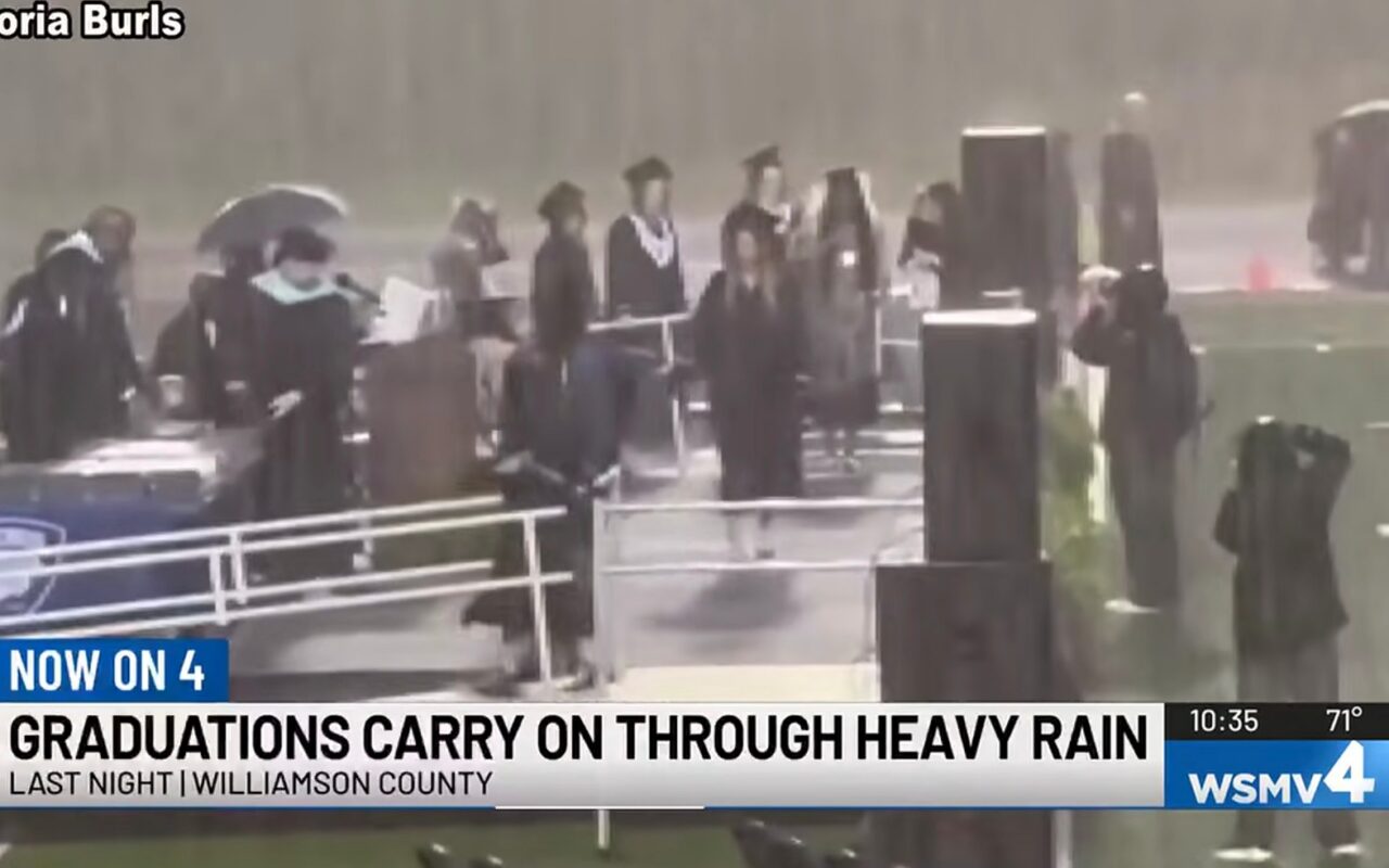 Tennessee families furious after students forced to walk at graduation in torrential rain