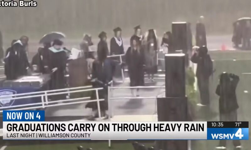 Tennessee families furious after students forced to walk at graduation in torrential rain
