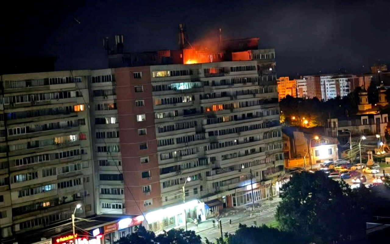 Armed Russian drone slams into Romanian apartment building, leaving two injured