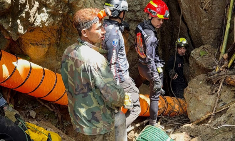 Desperate search for 7 villagers trapped in a flooded Laos cave enters seventh day