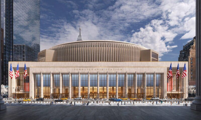 Leaked Penn Station renderings show the blighted rail hub will bear Trump’s name with a presidential seal