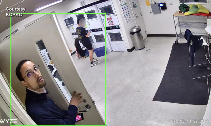 Chilling video shows accused killer stalking college student minutes before laundry room murder