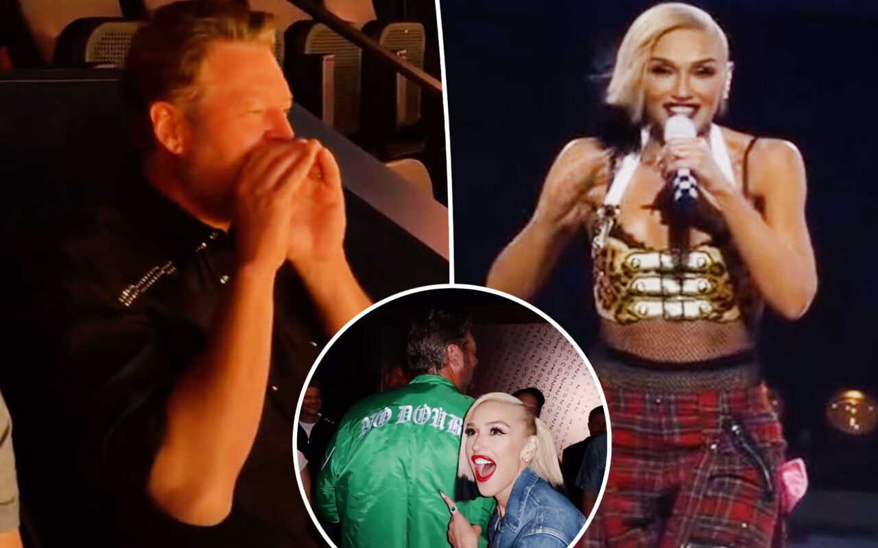 Gwen Stefani gives ‘most supportive husband’ Blake Shelton a shoutout as he ‘finally’ attends No Doubt’s Las Vegas residency