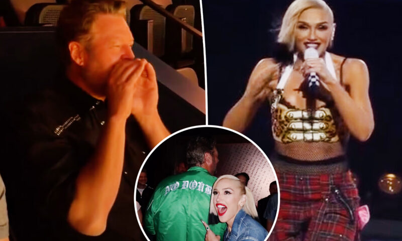Gwen Stefani gives ‘most supportive husband’ Blake Shelton a shoutout as he ‘finally’ attends No Doubt’s Las Vegas residency