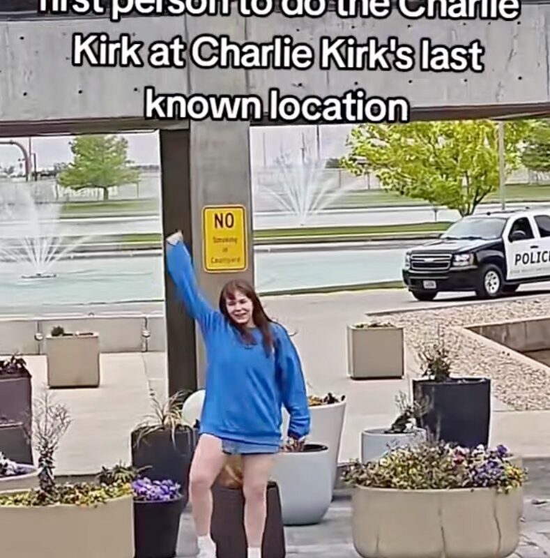 Woman bizarrely dances near Charlie Kirk assassination site in viral TikTok video: ‘Paying my disrespects’