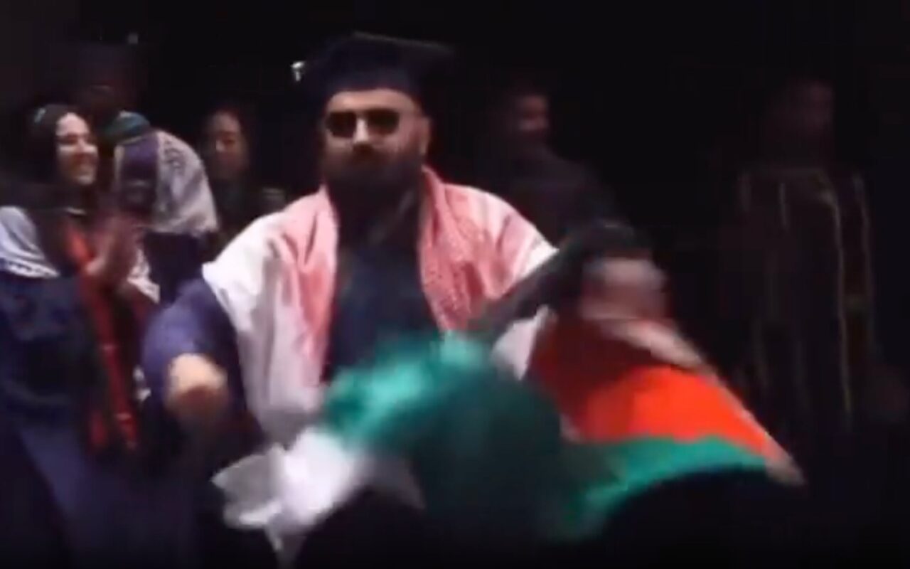 Lefty California college issues ultimatum to Palestinian-flag-carrying graduate at diploma ceremony