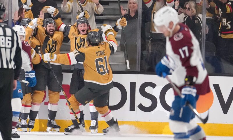 Golden Knights stun Avalanche with three-goal comeback to move one win from latest Stanley Cup Final