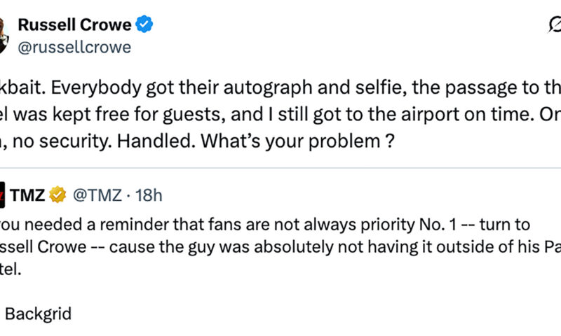 Russell Crowe speaks out after viral confrontation with autograph seekers outside Paris hotel