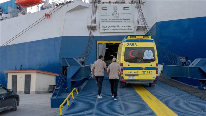 المستشفى الإماراتي العائم في العريش يستقبل 5 حالات جديدة من قطاع غزة