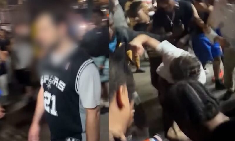 شاهد.. مشجع يتعرض لضرب مبرح ودهس من قبل مشجعي فريق الخصم بعد مباراة NBA