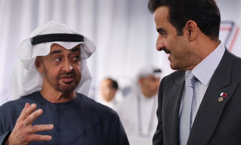 لقطات ترصد محمد بن زايد وتميم بن حمد على هامش قمة مجموعة السبع