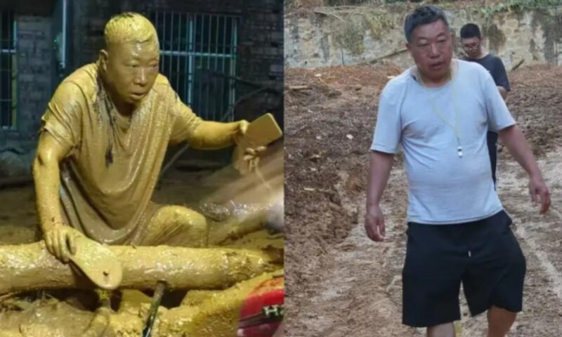 ‘Mud Buddha’: China official covered in sludge during mudslide while helping villagers evacuate