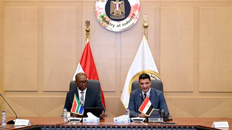 وزير الصناعة يبحث مع نظيره الجنوب إفريقي سبل التعاون المشترك