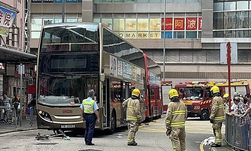Cyclist, 60, dies after being hit by double-decker bus in Hong Kong