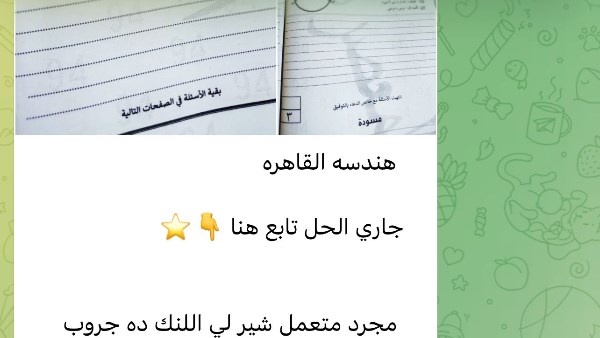 تداول أسئلة هندسة الإعدادية بالقاهرة وكفر الشيخ بتليجرام بعد دقائق من توزيعها