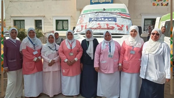 تقديم 2500خدمة طبية خلال قافلة مجانية لصحة بني سويف في قرية الشوبك بإهناسيا