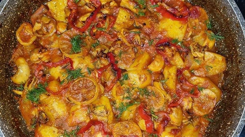 طريقة عمل طاجن السيبيا بالخضار فى الفرن