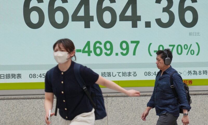 Asian shares mostly slip as latest fighting undermines the US-Iran ceasefire.