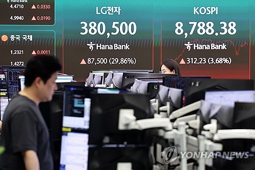 (2nd LD) Seoul shares close at new high on tech rally amid AI optimism