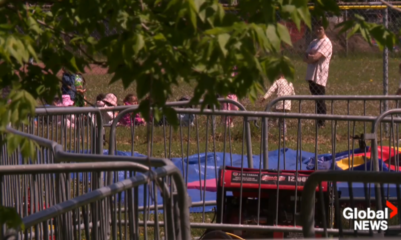 3-year-old critically injured after bouncy castle swept up by wind in Montreal