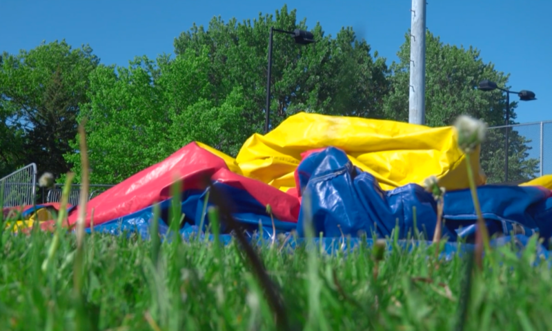 Toddler fighting for life after inflatable house thrown into air by violent storm