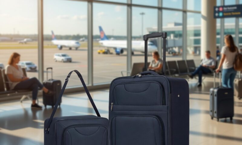 This Amazon luggage set which fits Ryanair guidelines gives travellers a suitcase and duffel bag in one (aff)