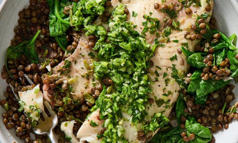 Bright and Colorful Fish and Lentils