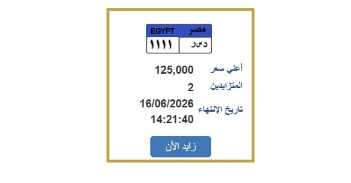«مرور مصر» تطرح التزايد على لوحة سيارة مميزة.. اعرف الخطوات