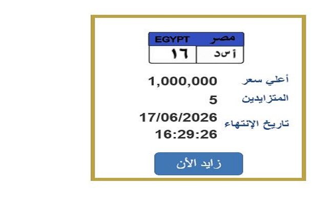 سعرها وصل مليون جنيه.. مزايدة نارية على لوحة سيارة مميزة