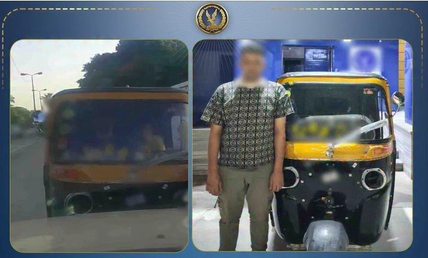 ضبط سائق «توك توك» لقيامه السير عكس الاتجاه معرضاً حياته والمواطنين للخطر بالقاهرة