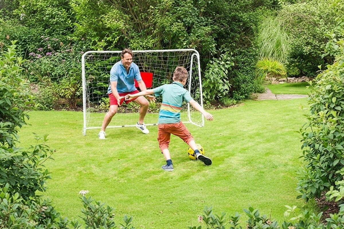 This foldable football goal could be the answer to getting kids off screens this summer (aff)