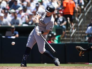 The Yankees use a 13-run 3rd inning to beat the Athletics 13-8