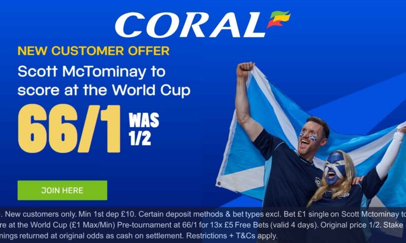 Coral World Cup offer 2026: Get 66/1 on Scott McTominay to score!