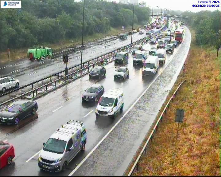 M66 closed as jack-knifed lorry blocks lanes after crashing through barrier sparking six-mile queues