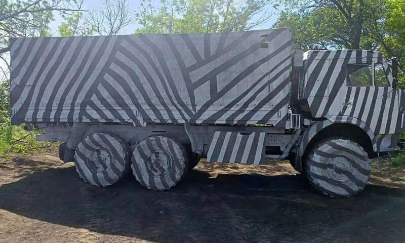 Desperate Putin paints military trucks in ZEBRA stripes in bid to dazzle Ukrainian AI drones wreaking havoc on Russians