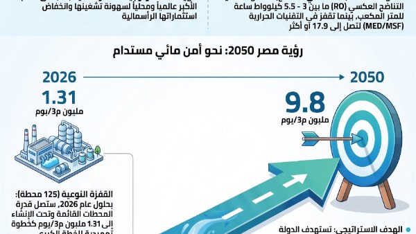 تحلية مياه البحر في مصر.. من مواجهة “الندرة المطلقة” إلى قيادة الاقتصاد المائي الأخضر