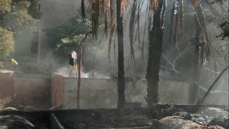 السيطرة على حريق داخل مقابر بهتيم بشبرا الخيمة (صور)