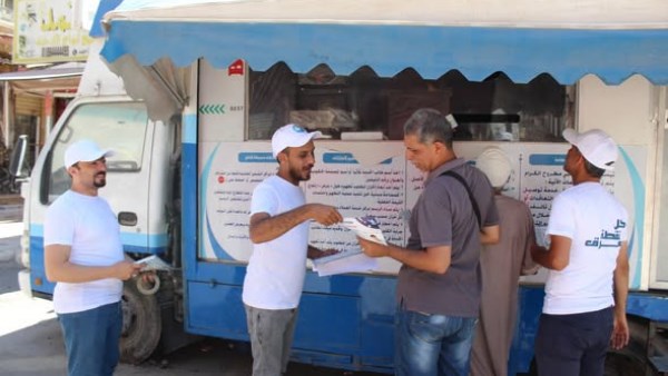 مياه مطروح تواصل حملاتها التوعوية بشارعي الجلاء وبورسعيد
