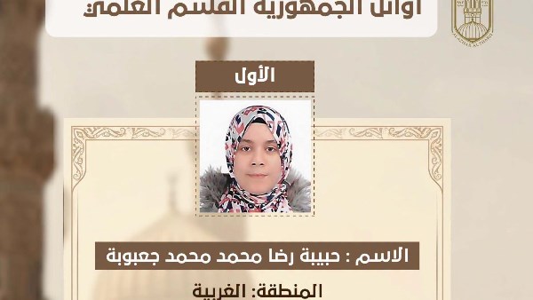 محافظ الغربية يهنئ حبيبة رضا الأولى على الثانوية الأزهرية بالجمهورية