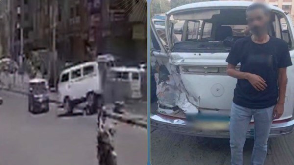 طلع فوق الرصيف .. القبض على سائق ميكروباص صدم سيارة بالجيزة