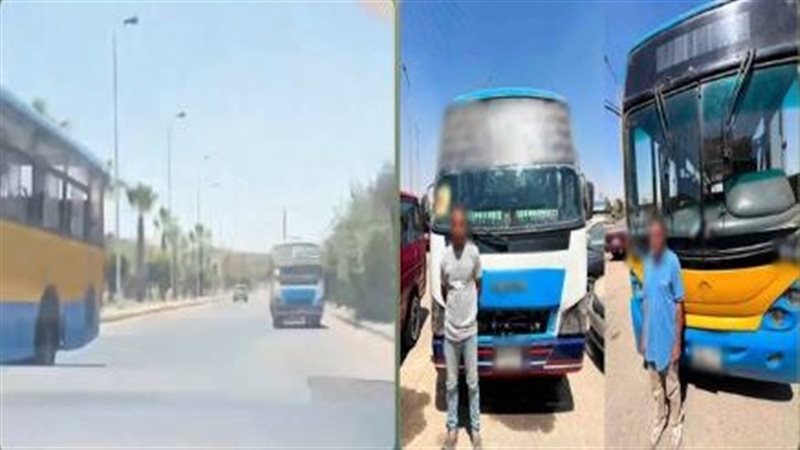 ضبط سائقي نقل عام للسير عكس الاتجاه وتعريض حياة المارة للخطر بالقاهرة (فيديو)